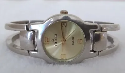 Womens Watch Minicci Silver Gold Tone GOOD Condition New Battery 7 Inch • $12.99