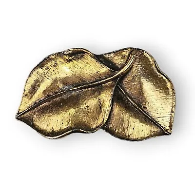 Vintage Musi Shoe Clip Gilt Double Leaf Antiqued Gold Plated 1970s 2.5  Long     • $13.96