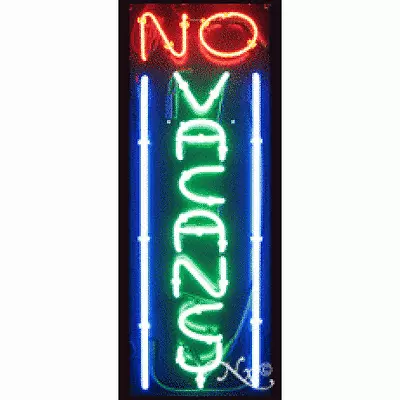 $399 • Buy NEW  VACANCY  &  NO  VERTICAL 32x13 BORDER REAL NEON SIGN W/CUSTOM OPTIONS 11035