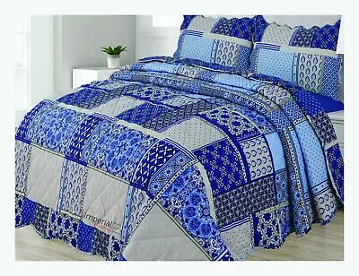 £20.90 • Buy 3 Pcs Quilted Bedspread Embossed Bed Throw Comforter Set Double King Size