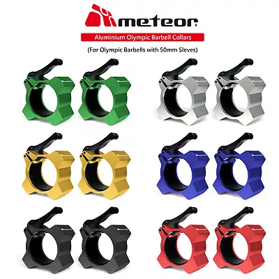 METEOR Olympic Barbell Collars-Barbell Clamps-Barbell Clips-50mm-Aluminium • $28.15