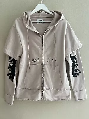 Drop Dead Zip Hoodie Jacket Luxury Streetwear Medium Cream/tan Excellent • $118.15