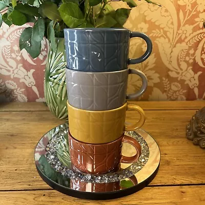 Sainsburys Habitat Home 4 Cup/Mug Stacking Mugs  Retro Style B91 • £23