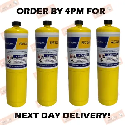 4 X Mapp Map Pro Plus Gas Disposable Bottle Plumbers Burner Cylinder 400g • £31.99