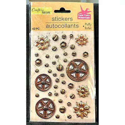 Metallic Gears Wheel Flower Nail Heads Tacks Stickers Scrapbook Crafting • $3.49