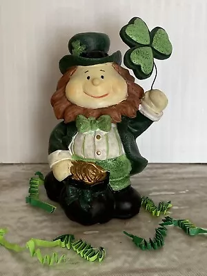 Lucky St Patrick's Day Leprechaun Irish Figurine Bag Of Gold Dressed In Green • $12