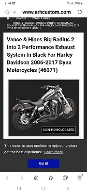 Vance & Hines 46071 Black  Big Radius Exhaust New HD Dyna 07 To 17 • $690