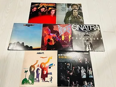 LP Records LOT Of 7 - Bowie Eagles Rolling Stones ABBA Sinatra Vintage 70s • $16.90