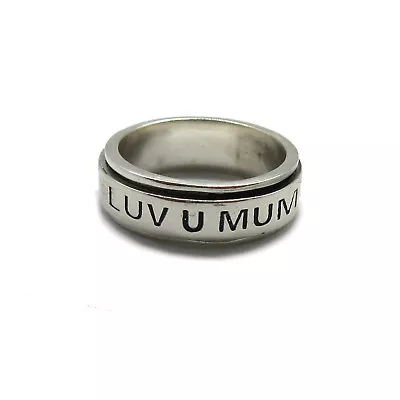 Genuine Sterling Silver Ring Spinner Band Solid Hallmarked 925 Luv U Mum R001872 • £30