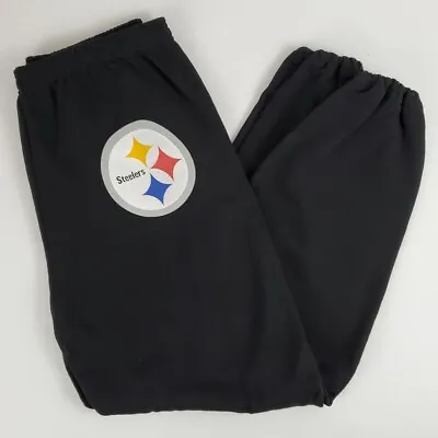 Vintage Pittsburgh Steelers NFL Sweatpants Joggers XXL Black Cotton Poly USA • $29.99