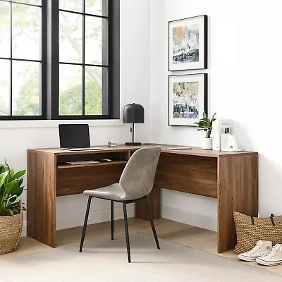 Modway Venture Mid-Century Modern L-Shaped Office Desk In Walnut • $198.76