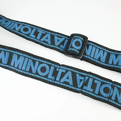 Minolta - 1.5  Wide Black/Blue - Nylon Embroidered Camera Strap - Vintage • $13.99