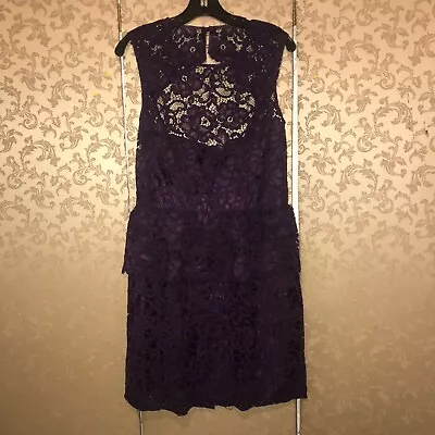 Shoshanna Purple Floral Lace Peplum Sheath Dress 8 10 • $29.99