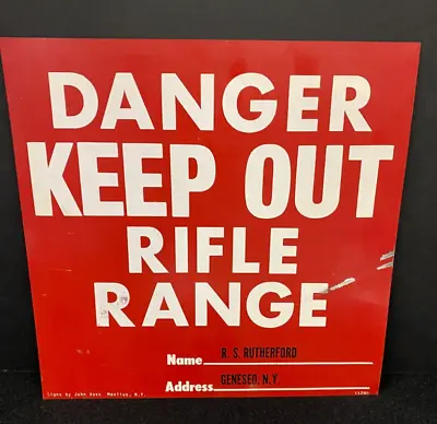 Vintage Danger Keep Out No Trespassing Rifle Range Sign NY New York Metal • $74.95