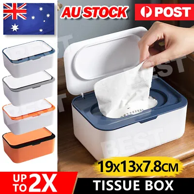 Tissue Box Wet Wipes Dispenser Paper Storage Case With Lid Dustproof Home Office • $11.45