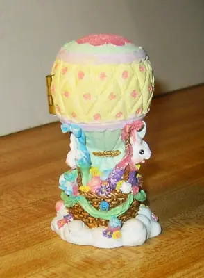 Vintage Hand Painted Easter Bunny/Rabbits In Hot Air Balloon Figurine • $20