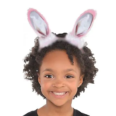 Adults Kids Plush Easter White Rabbit Bunny Ears Headband Fancy Dress Accessory • £5.34