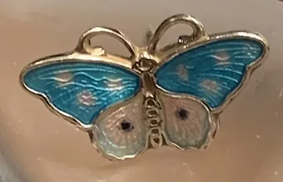 Hroar Prydz Norway 925s Sterling Gold Vermeil Enameled Butterfly Tie Tack • $45