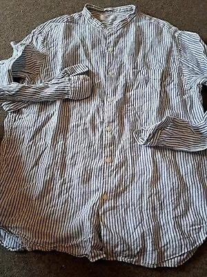 Uniqlo Linen  Shirt    Navy  White  Stripes   Medium  Vgc  • £7