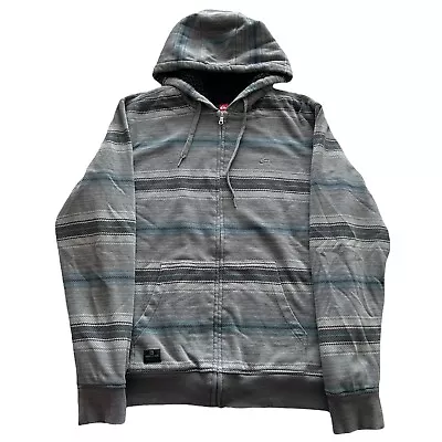 Y2k Cyber Grunge Quiksilver Surf Wear Striped Skater Zip Hoodie Jacket Men's M • $30