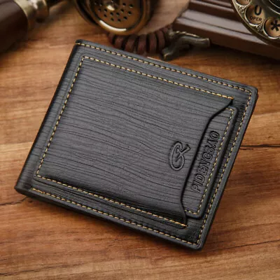 Business Thin Men's Leather Short Bifold Wallet Credit Card Holder Purse Clutch • $8.89