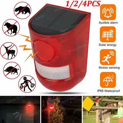 Solar Alarm LED Light Solar Strobe Light Wireless Motion Sensor Detector Outdoor • $12.79