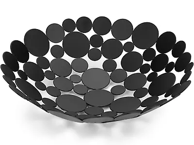 Countertop Fruit Holder Basket Metal Fruit Display Bowl 30cm X 9cm - Black • £26.43