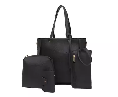 Womens Black Handbag Large 4 Pcs Set - Shoulder/Carrier Bag • $23