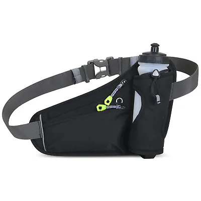 Sports Hydration Belt Bag Running Belt Waist Pack Bum Bag W/ Water Bottle Holder • £10.28