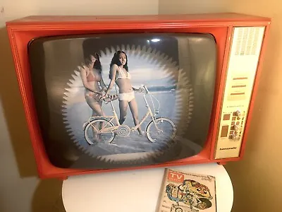 Vintage TV MCM Orange Television European Mid Century 1960s  Display Model  Mod • $450