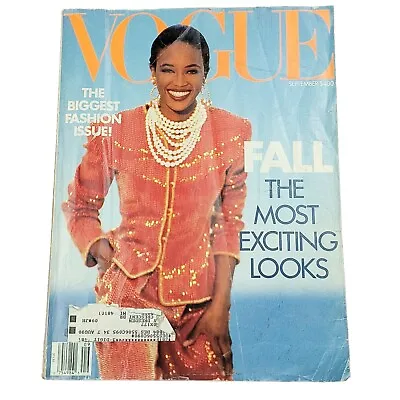 Vintage VOGUE Magazine September 1989 Naomi Campbell Patrick Kelly Blair Brown  • $67.50
