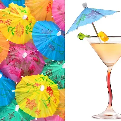 £2.98 • Buy 25 X TROPICAL COCKTAIL UMBRELLAS Party Drinks Fruit Decorations Paper Parasols 