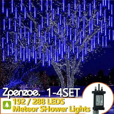 LED Meteor Shower Rain Lights Icicle Snowfall Lights Christmas Outdoor Tree Xmas • £3.79