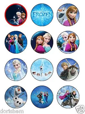 12 Edible Topper FROZEN 5cm And 20 Snowflakes 25mm Each Icing Or Wafer Paper  • £2.49