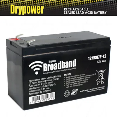 Drypower Broadband 12V 7Ah Sealed Lead Acid Battery For NBN Power Supply Backup • $41.95