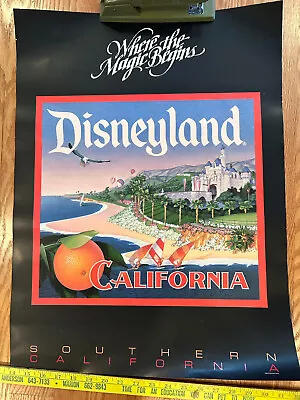 Vintage Disneyland California Poster Where The Magic Begins 18  X 24  • $14.99