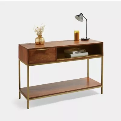 Console Table Mango Wood And Brass 115x40x76cm NEW • £249