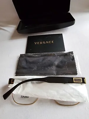 Versace VE1264 1436 Matte Black Gold Metal Men's Eyeglasses Frames 54-18 140 • $170.95