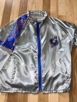 $39 • Buy Vintage AC Delco Racing Nylon Jacket 70s-80s Silver Car Parts Spark Plug Rocket 