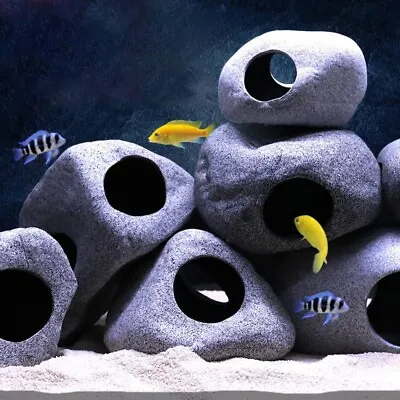 Natural Aquarium Cave Decorations Fish Tank Betta Hiding Stone Accessories Decor • $16.49