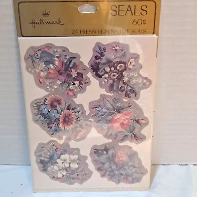 Vintage HALLMARK Roses Floral 4 Sticker Sheets Sealed 24 Pressure Seals • $9.95