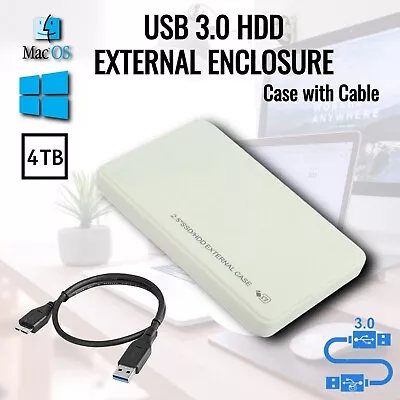 2.5  Hard Drive Enclosure SATA HDD/SSD Caddy Case To USB 3.0 PC Laptop - White • £5.55