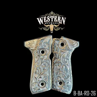 Beretta Grips Cachas 92fs Engraving White Resin And Silver Plated With Screws • $159.99