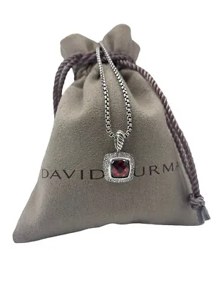 David Yurman Petite Albion Pendant Necklace With Garnet And Diamonds • $319