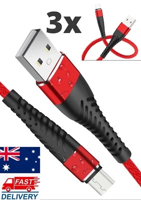 $5.50 • Buy 3x USB To Type C Charger Cable 3A Fast Charging Lead Data Cord For Samsung