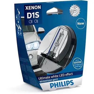 Philips White Vision D1S Headlight 120% More Light Xenon Bulb 85415WHV2S1 Single • $85.37