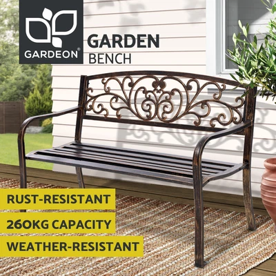$124.95 • Buy Gardeon Garden Bench Seat Steel Outdoor Patio Park Lounge Backyard Chair Bronze
