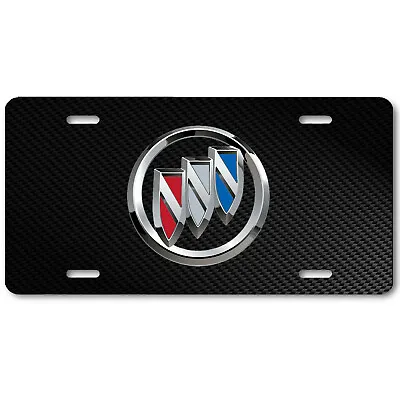 Buick Inspired Art Emblem Aluminum License Plate Tag Dark Carbon Fiber Look • $16.65