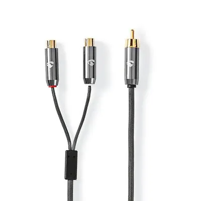 1 RCA Male To 2 Phono Female Splitter Y Adapter Cable/Lead-T Subwoofer Audio Sub • £8.52