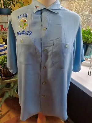 Vintage Men's Bowling Shirt Light Blue CSEA Chapter King Louie By Holiday Size L • $100